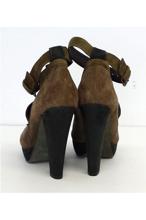 Current Boutique-Hoss Intropia - Taupe & Olive Suede Cutout Heels Sz 8