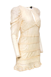 Current Boutique-House of Harlow 1960 x Revolve - Beige Lace Puff Sleeve Sheath Dress w/ Eyelet Trim Sz S