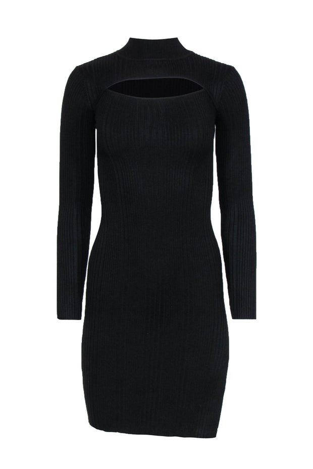 Current Boutique-House of Harlow 1960 x Revolve - Black Ribbed Knit Keyhole Cutout Bodycon Dress Sz XS