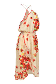 Current Boutique-House of Harlow 1960 x Revolve - Cream w/ Red Floral Print Asymmetric Hem Dress Sz XL