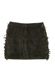 Current Boutique-House of Harlow 1960 x Revolve - Olive Suede Miniskirt w/ Fringe Trim Sz L