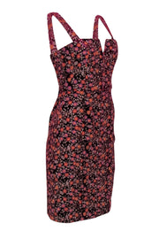 Current Boutique-Hutch by Anthropologie - Maroon Velvet Floral Embroidered Bodycon Dress Sz 2