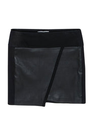 Current Boutique-IRO - Black Envelope Hem Cotton Skirt w/ Leather Sz XS