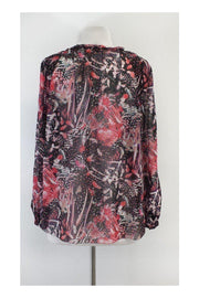 Current Boutique-IRO - Multicolor Feather Print Silk Blouse Sz XS