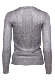 Current Boutique-IRO - Silver Metallic Open Knit Sweater Sz XXS