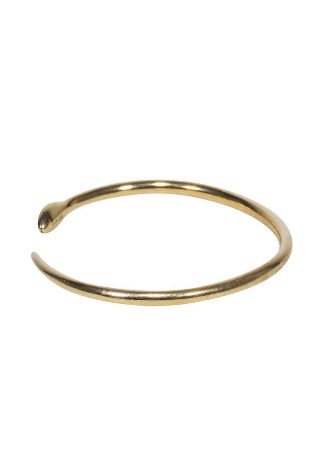 Current Boutique-Ileana Makri - Gold Snake Bangle w/ Green Gem Eyes