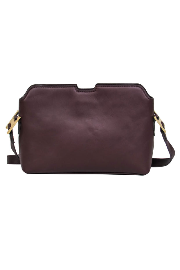 Current Boutique-India Hicks - Deep Burgundy Smooth Leather Crossbody w/ Gold Hardware