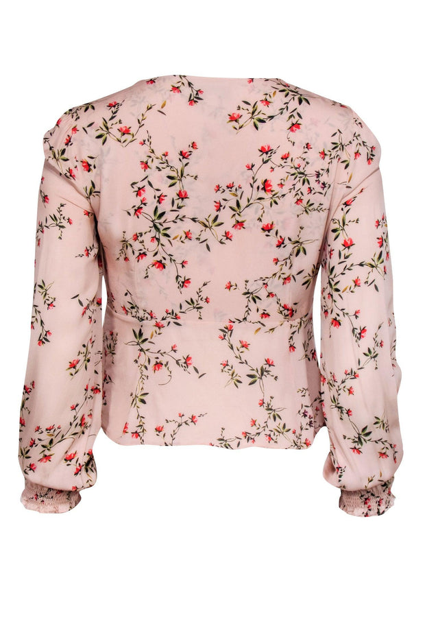 Current Boutique-Intermix - Peach w/ Orange Poppy Floral Print Long Sleeve Top Sz 0