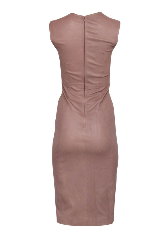 Current Boutique-Iris & Ink - Taupe Smooth Leather Sheath Dress Sz 10