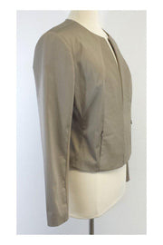 Current Boutique-Iris Setlakwe - Beige Cotton & Leather Jacket Sz 10