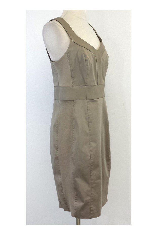 Current Boutique-Iris Setlakwe - Taupe Cotton & Leather Sleeveless Dress Sz 10