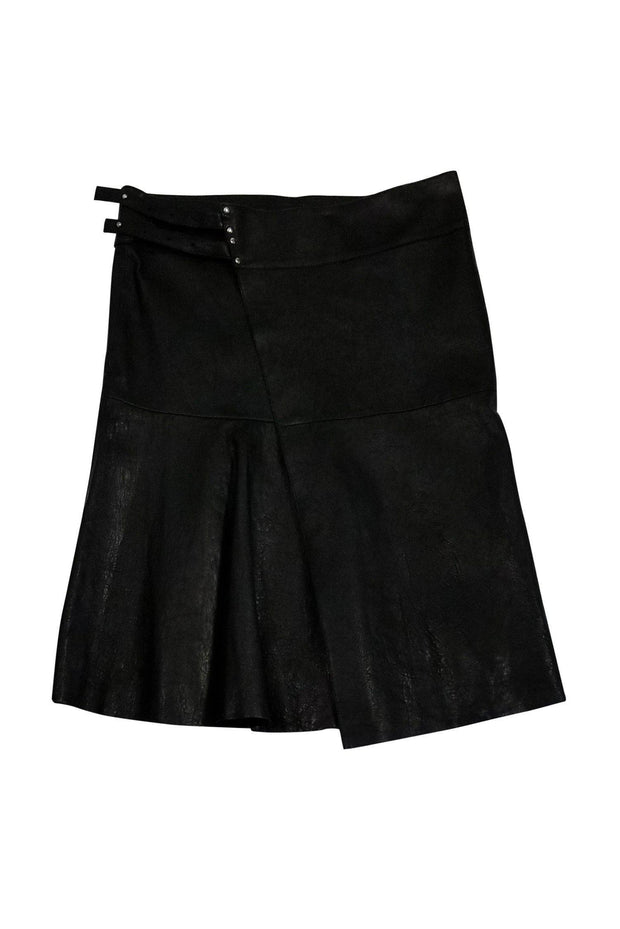 Current Boutique-Isabel Marant - Black Leather Wrap Skirt Sz 6