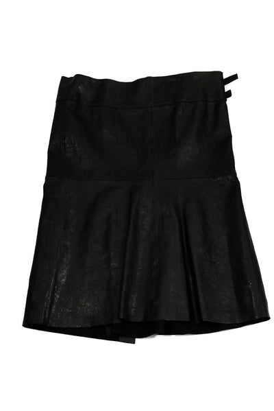 Current Boutique-Isabel Marant - Black Leather Wrap Skirt Sz 6