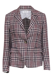 Current Boutique-Isabel Marant Etoile - Beige, Red & Navy Plaid Buttoned Linen Blazer Sz 6