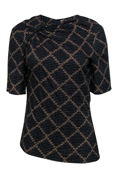 Current Boutique-Isabel Marant Etoile - Black Cotton Blouse w/ Stripes & Stippling Print Sz M