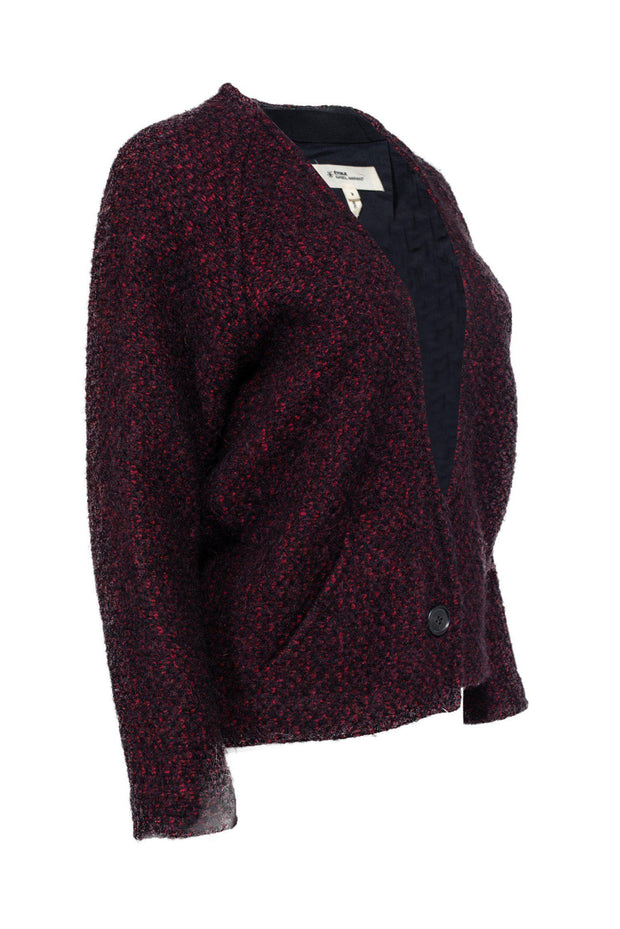 Current Boutique-Isabel Marant Etoile - Black & Red Wool Blend Cardigan Sz L