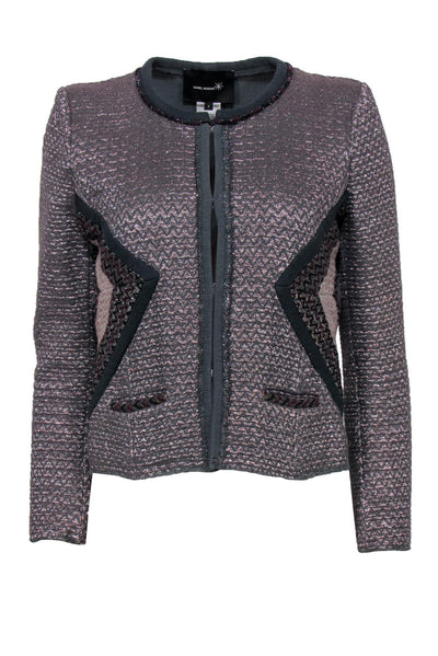 Current Boutique-Isabel Marant - Grey & Pink Metallic Zigzag Print Blazer Sz 2