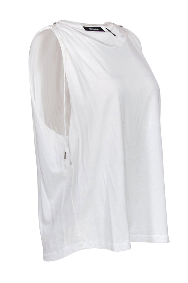 Current Boutique-Isabel Marant - White Cotton Tank w/ Shoulder Ties Sz 12