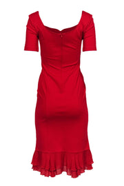 Current Boutique-Isabel de Pedro - Red Sheath Dress w/ Ruffle Hem Sz 6