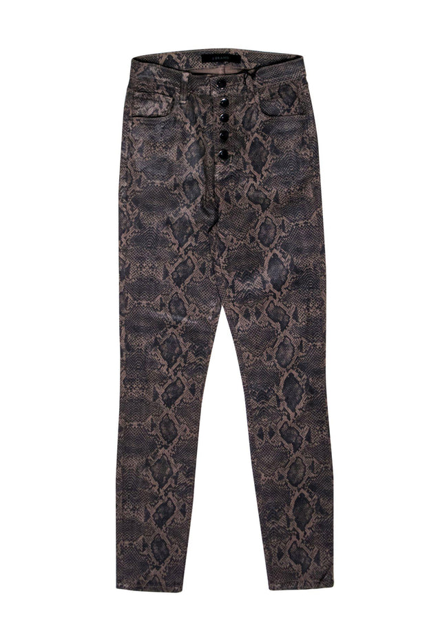 Current Boutique-J Brand - Tan Snakeskin Printed Coated Skinny Jeans Sz 25