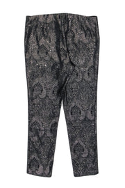 Current Boutique-J. McLaughlin - Black & Silver Brocade Skinny Ankle Pant Sz 12