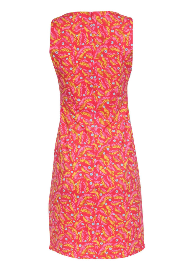 Current Boutique-J. McLaughlin - Pink & Yellow Print Sleeveless Shift Dress Sz XS