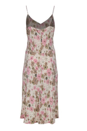 Current Boutique-J.Crew - Beige Floral Printed Midi Silk Slip Dress Sz 10