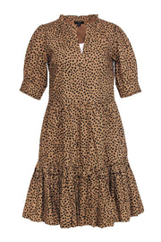 Current Boutique-J.Crew - Cheetah Print Tiered Ruffle Cotton Midi Dress Sz XS