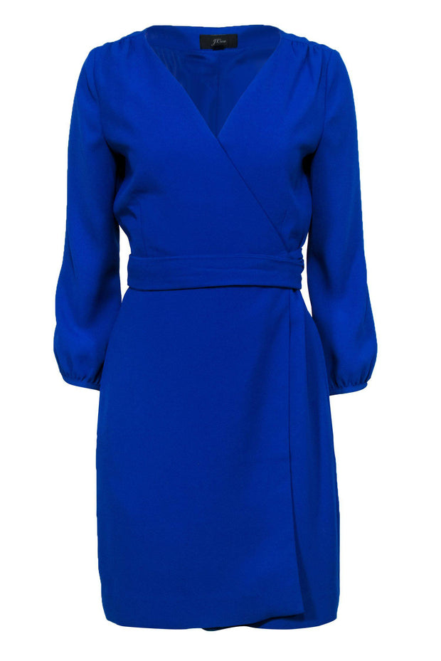 Current Boutique-J.Crew - Cobalt Blue Midi Wrap Dress w/ Puff Sleeves Sz 4