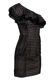 Current Boutique-J.Crew Collection - Black One Shoulder Dress w/ Eyelet Lace & Flounce Hem Sz 00