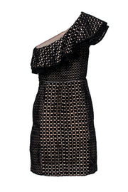 Current Boutique-J.Crew Collection - Black One Shoulder Dress w/ Eyelet Lace & Flounce Hem Sz 00