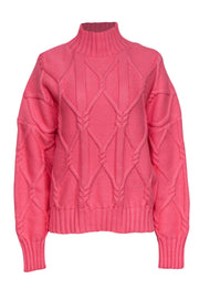 Current Boutique-J.Crew Collection - Bubblegum Pink Cable Knit Chunky Mock Turtleneck Sweater Sz XXL