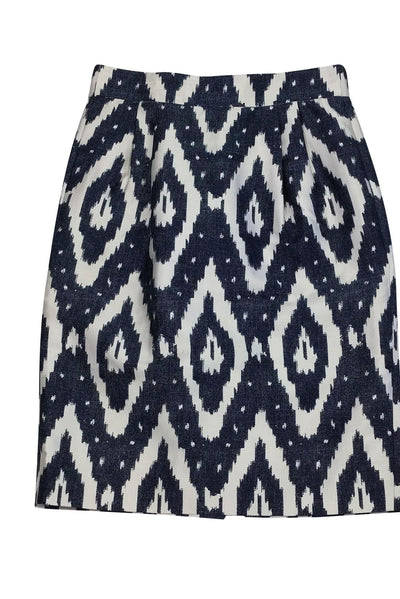 Current Boutique-J.Crew Collection - Cream & Blue Tribal Skirt Sz 14