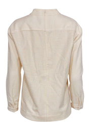 Current Boutique-J.Crew Collection - Cream Perforated Mock Neck Virgin Wool Top Sz S