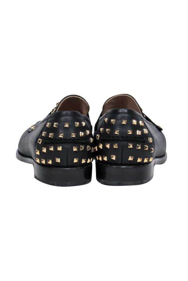 Current Boutique-J.Crew Collection - Dark Navy Leather Studded Penny Loafers Sz 8