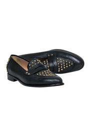 Current Boutique-J.Crew Collection - Dark Navy Leather Studded Penny Loafers Sz 8