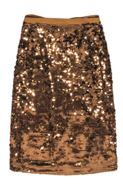 Current Boutique-J.Crew Collection - Gold Sequin Belted Midi Skirt Sz 4