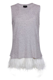 Current Boutique-J.Crew Collection - Grey Cashmere Sweater Vest w/ Feather Trim Sz M