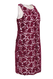 Current Boutique-J.Crew Collection - Ivory & Burgundy Floral Embroidered Overlay Sheath Dress Sz 6