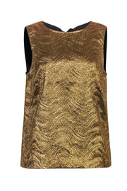 Current Boutique-J.Crew Collection - Metallic Gold Swirl Textured Tank Sz M