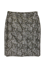 Current Boutique-J.Crew Collection - Olive Green Metallic Floral Skirt Sz 6