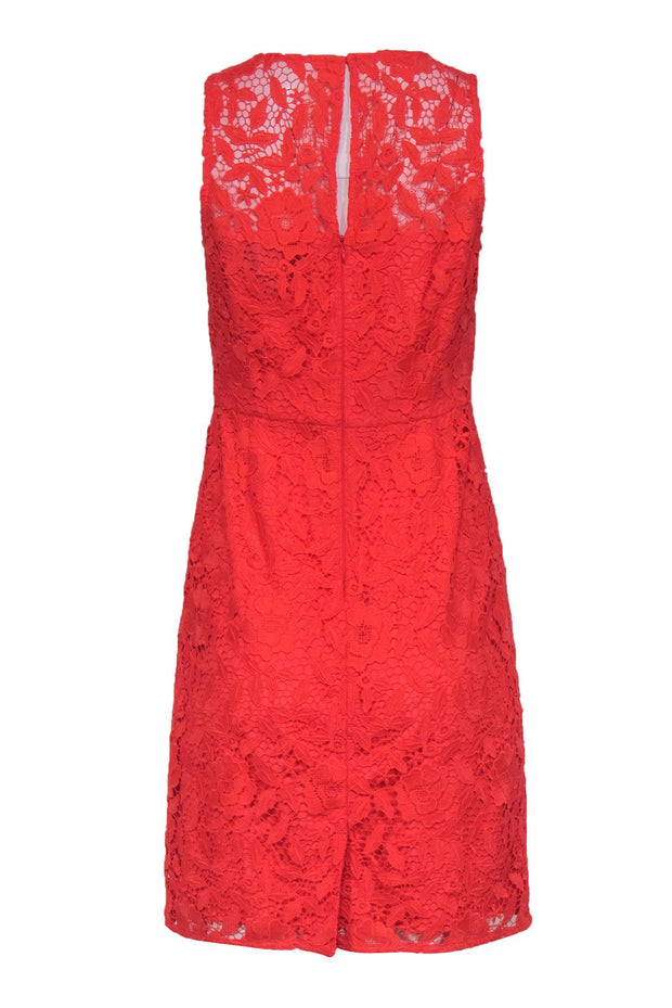 Current Boutique-J.Crew Collection - Orange Floral Lace Sleeveless Sheath Dress Sz 2