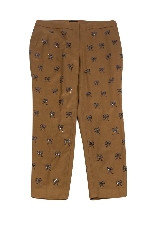 Current Boutique-J.Crew Collection - Tan Trousers w/ Sequin Bows Sz 2