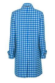 Current Boutique-J.Crew – Cyan Blue & White Checkered Plaid Wool Coat Sz 10