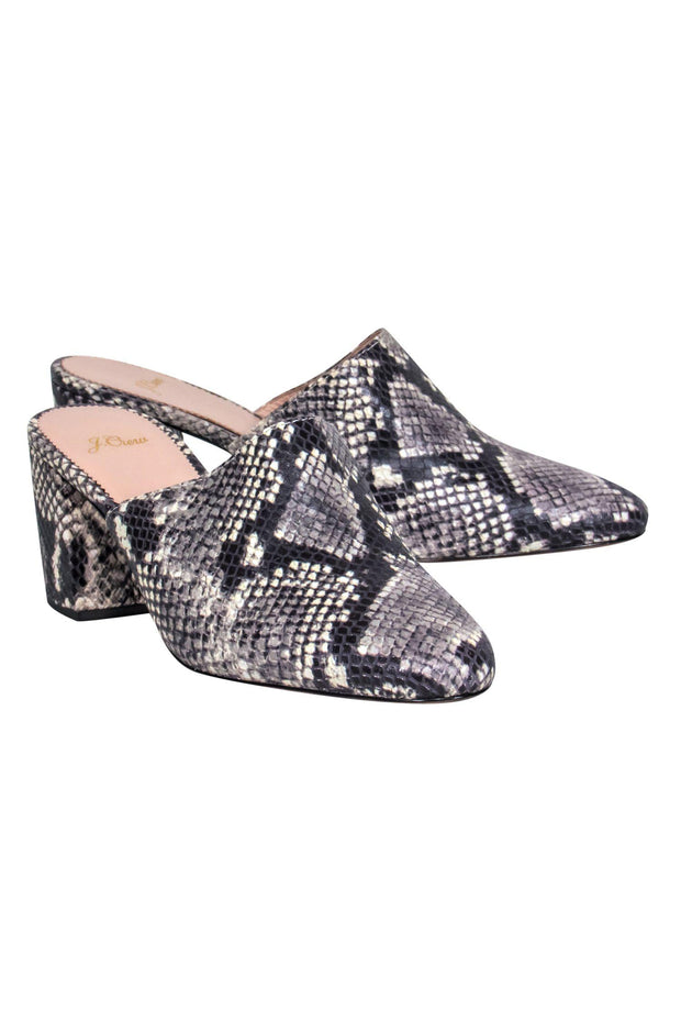 Current Boutique-J.Crew - Grey Snakeskin Print Mule Pumps Sz 10