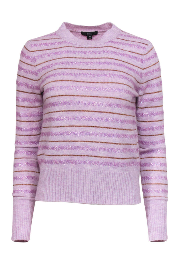 Current Boutique-J.Crew - Lavender Sequin & Gold Striped Crewneck Sweater Sz XS