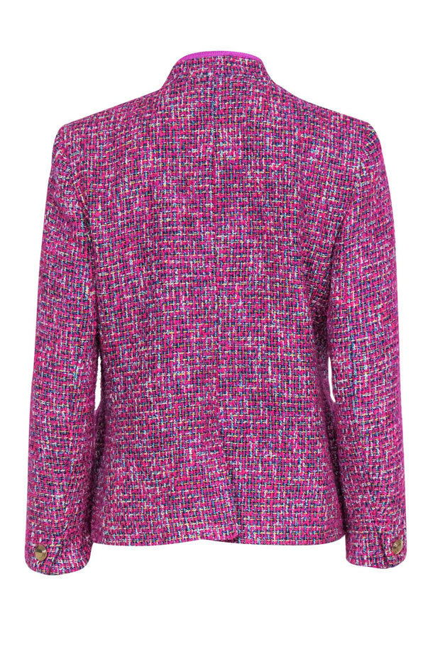 Current Boutique-J.Crew - Magenta & Multicolored Metallic Tweed Open Front Blazer Sz 6