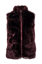 Current Boutique-J.Crew - Maroon Faux Fur Zip-Up Vest Sz XS