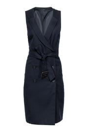 Current Boutique-J.Crew - Navy Double Breasted Wool Blazer-Style Wrap Dress Sz 10