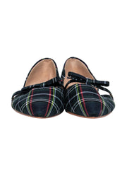 Current Boutique-J.Crew - Navy & Green Plaid Pointed Toe D'Orsay Flats w/ Bow Sz 8.5